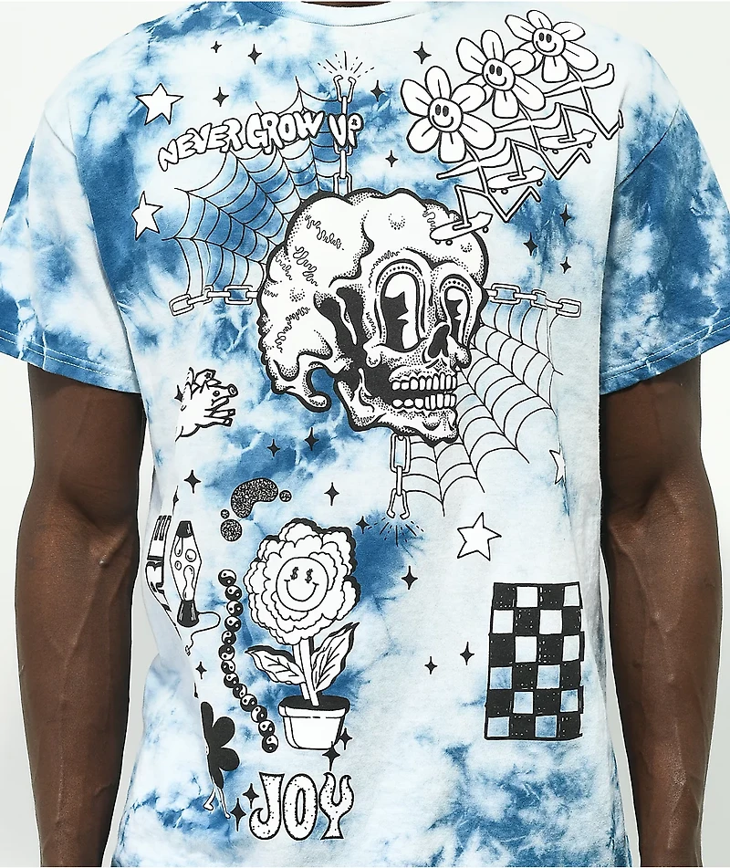 A-Lab Never Grow Up Blue & White Tie Dye T-Shirt