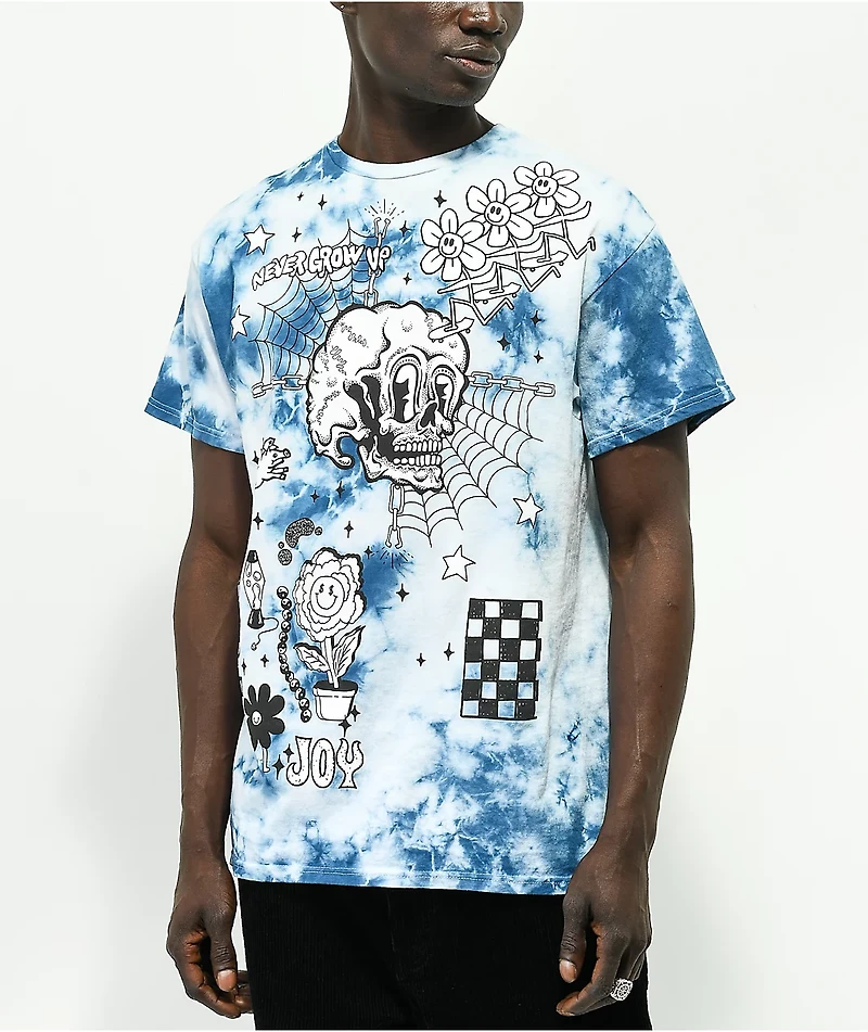 A-Lab Never Grow Up Blue & White Tie Dye T-Shirt