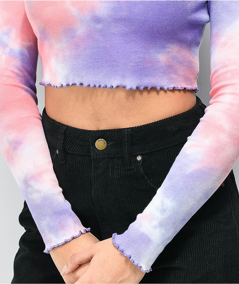 A-Lab Patina Pink & Purple Tie Dye Crop Long Sleeve T-Shirt