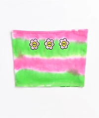 A-Lab Rayne Stripe Pink & Green Tie Dye Tube Top