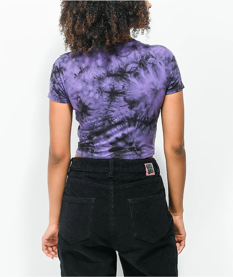 A-Lab Serina Peace Purple Tie Dye Crop T-Shirt