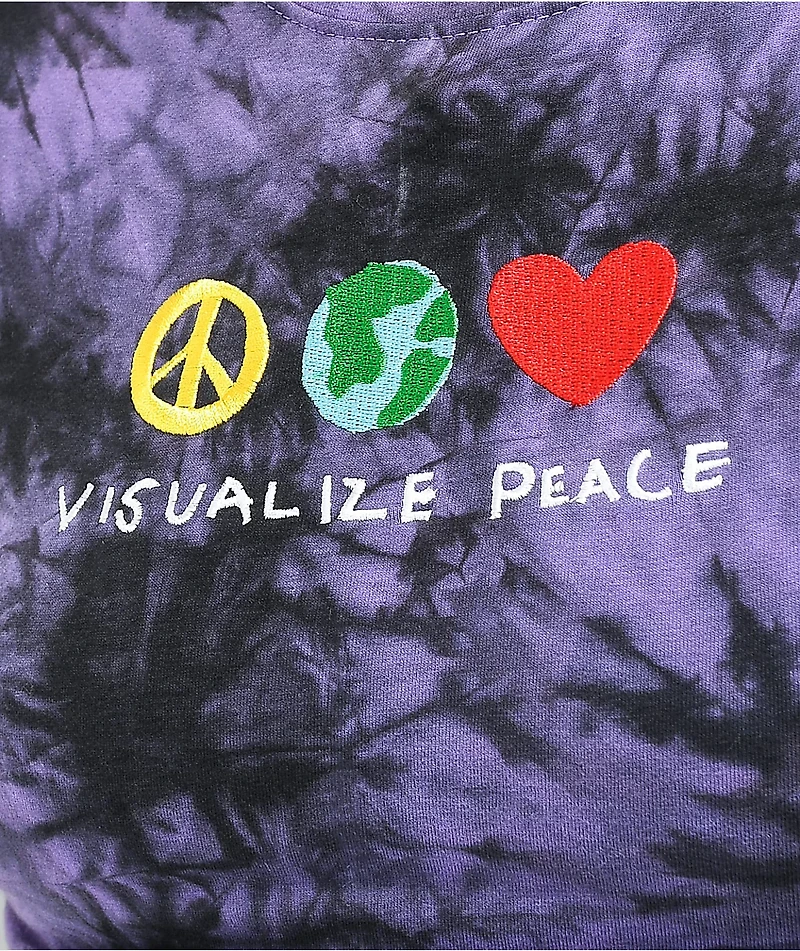 A-Lab Serina Peace Purple Tie Dye Crop T-Shirt