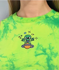 A-Lab Sullivan Alien Green Tie Dye Crop Tank Top