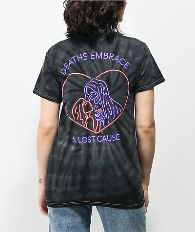 A Lost Cause Deaths Embrace Grey Tie Dye Boyfriend T-Shirt