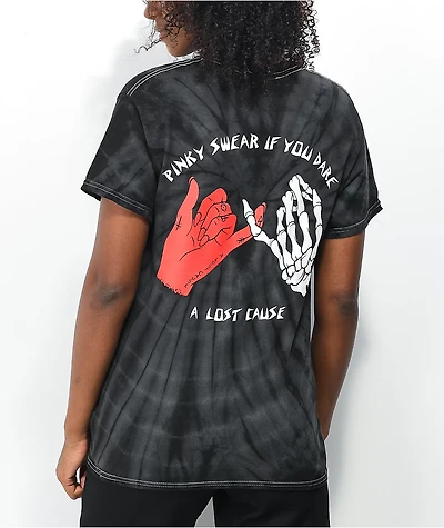A Lost Cause Pinky Swear Black Tie Dye T-Shirt