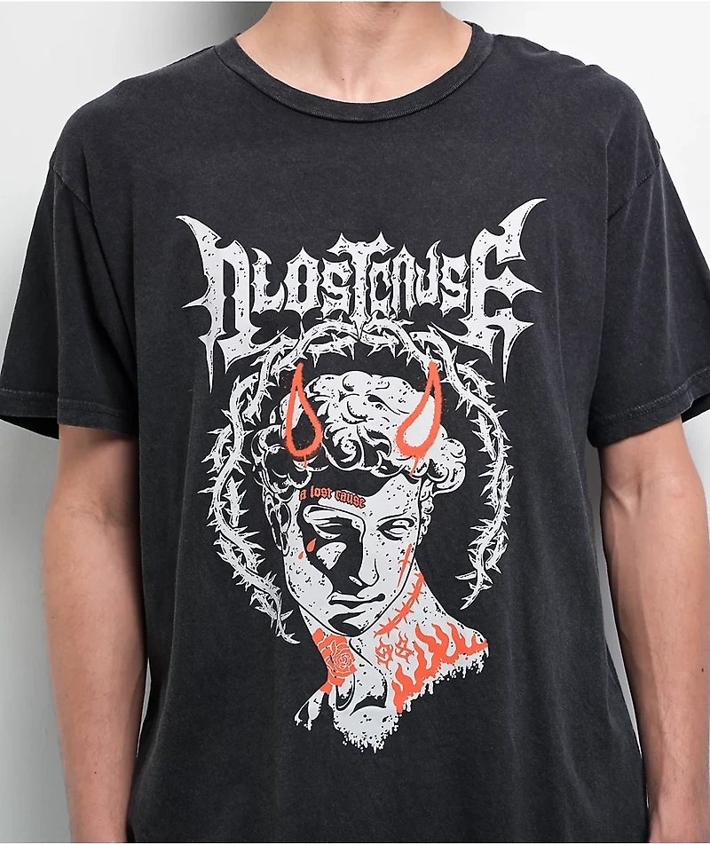 A Lost Cause Statue Vintage Wash Black T-Shirt