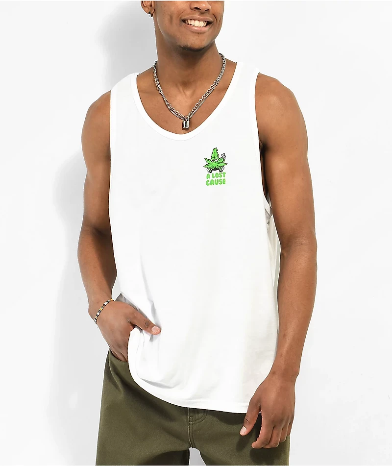 A Lost Cause Stay High White Tank Top