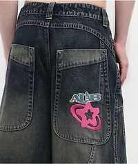 A.LAB Analog Curved Blue Wash Oversized Denim Shorts