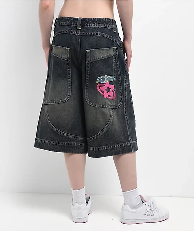 A.LAB Analog Curved Blue Wash Oversized Denim Shorts