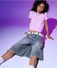 A.LAB Analog Star Cable Denim Shorts
