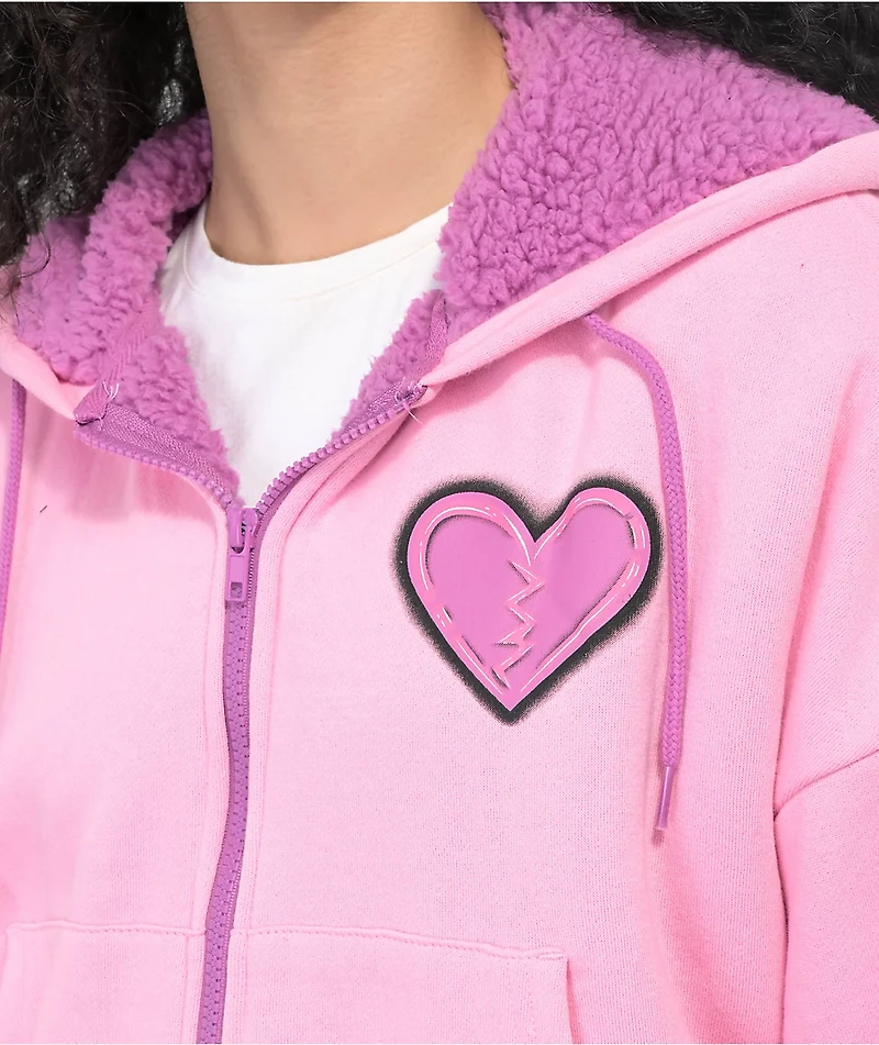 A.LAB Aurora Pink Sherpa Crop Hoodie