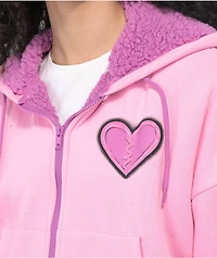 A.LAB Aurora Pink Sherpa Crop Hoodie