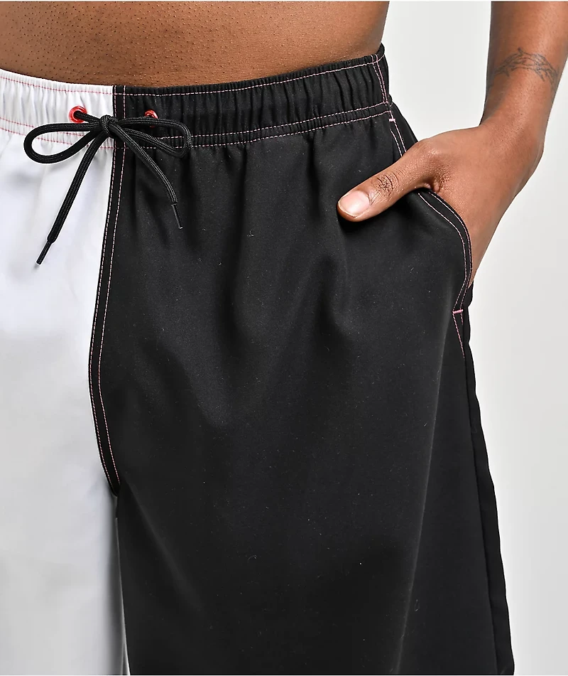 A.LAB Bass Star Piped White & Black Board Shorts