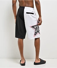 A.LAB Bass Star Piped White & Black Board Shorts