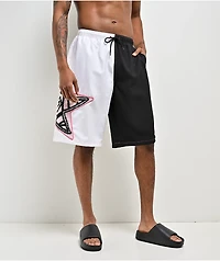 A.LAB Bass Star Piped White & Black Board Shorts