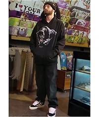 A.LAB Black Plush Bunny Beanie