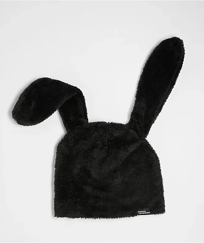 A.LAB Black Plush Bunny Beanie