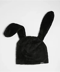 A.LAB Black Plush Bunny Beanie