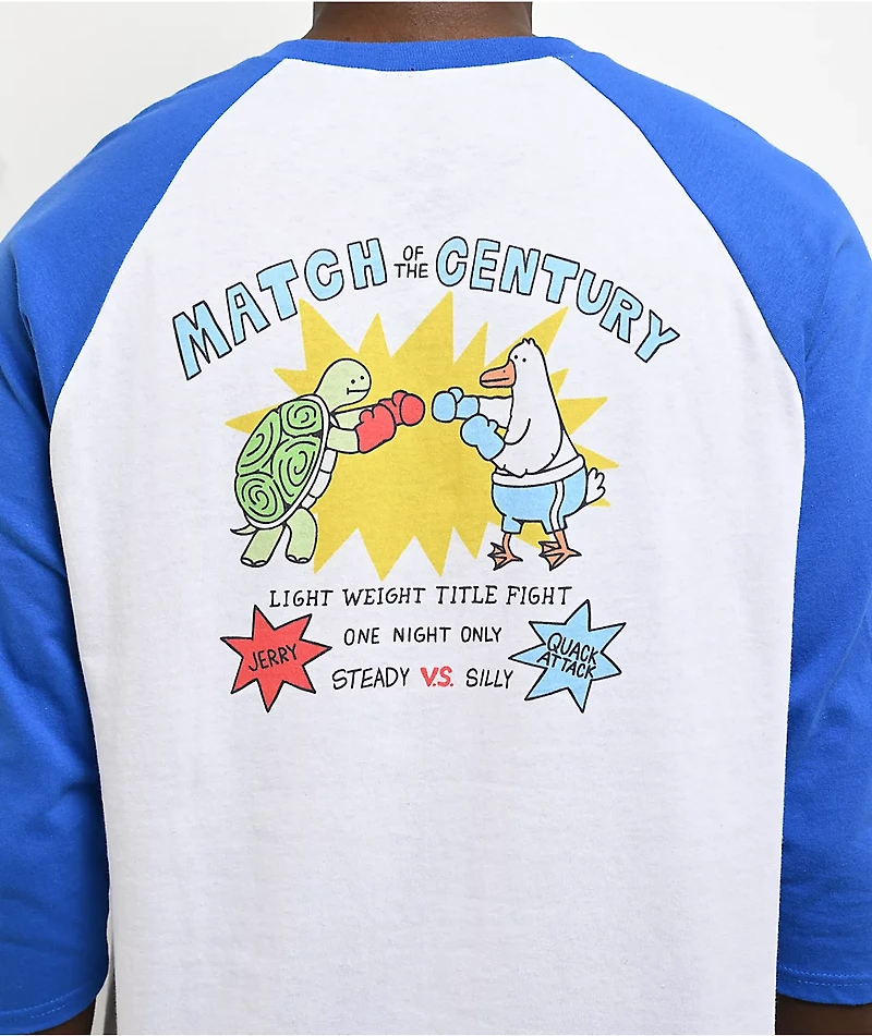 A.LAB Boxing Jerry White & Blue Three Quarter Sleeve T-Shirt