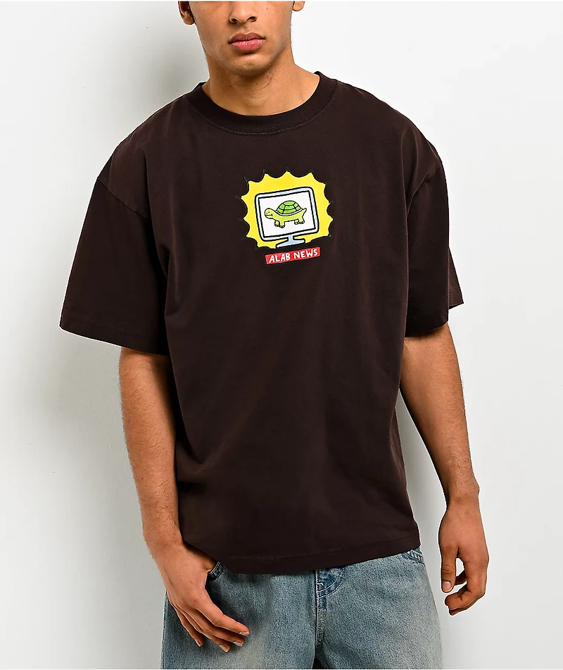 A.LAB Breaking News Brown T-Shirt