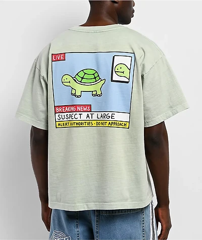 A.LAB Breaking News Mint Green Wash T-Shirt