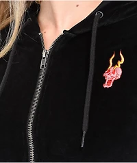 A.LAB Britney Velour Black Crop Zip Hoodie