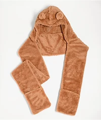 A.LAB Brown Plush Bear Scarf Snood