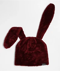 A.LAB Bunny Plush Burgundy Beanie