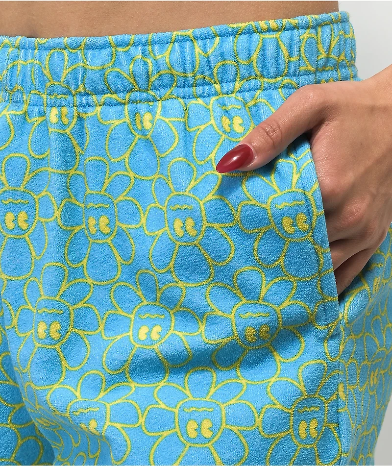 A.LAB Calisto Flower Blue Terry Cloth Shorts
