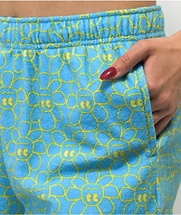 A.LAB Calisto Flower Blue Terry Cloth Shorts