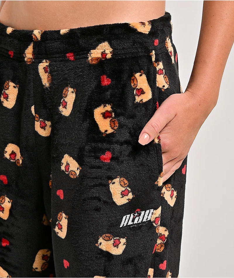 A.LAB Capybara Black Plush Lounge Pants