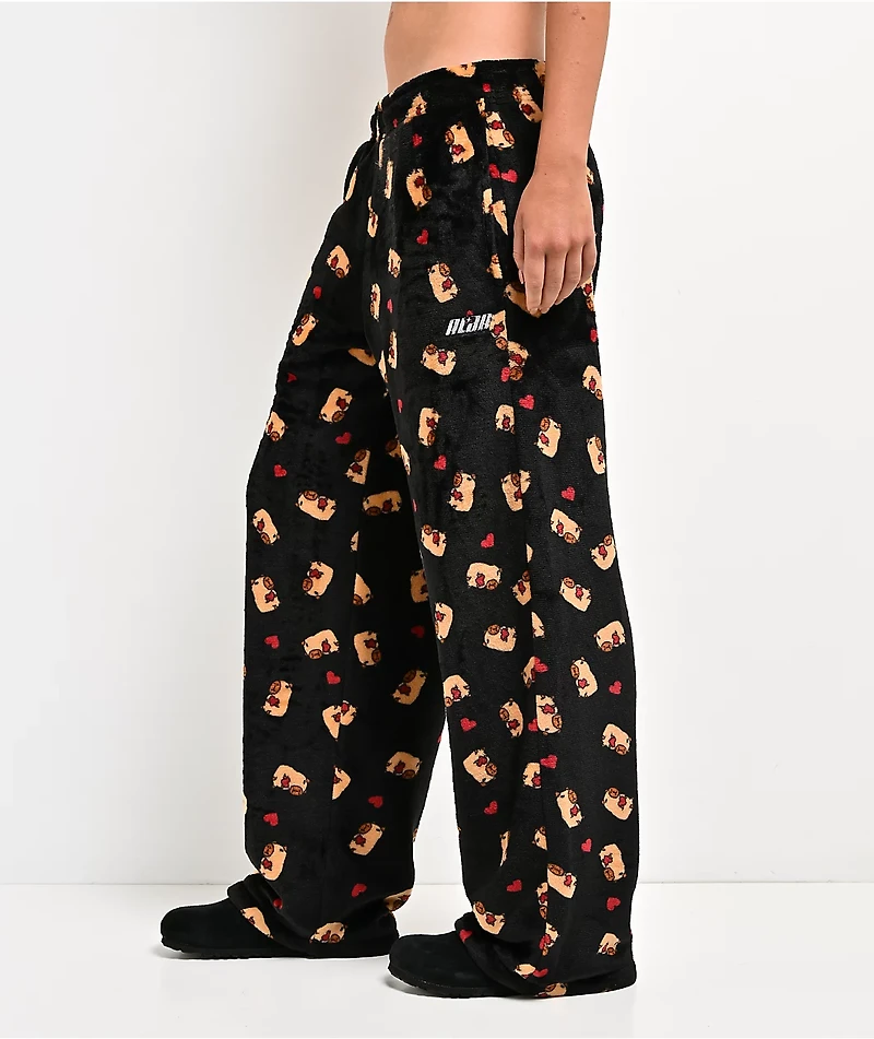 A.LAB Capybara Black Plush Lounge Pants