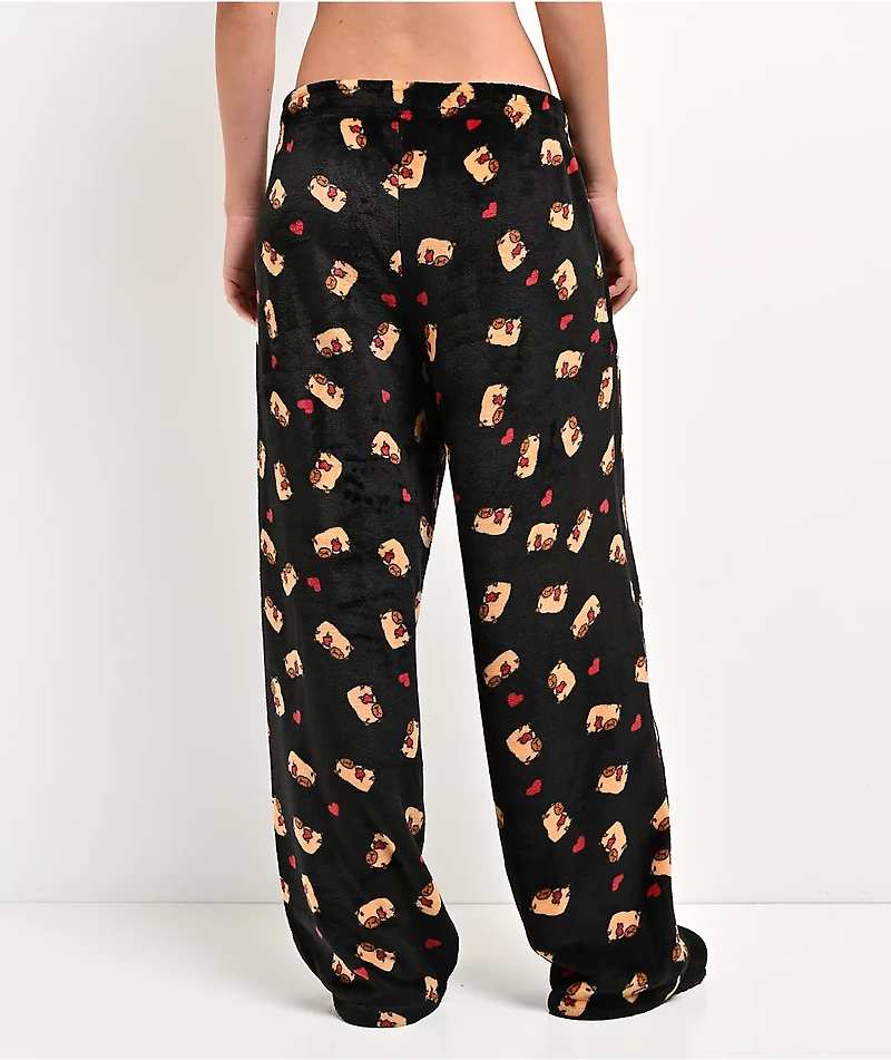 A.LAB Capybara Black Plush Lounge Pants