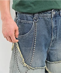 A.LAB Chain Star Blue Wash Mega Wide Denim Shorts