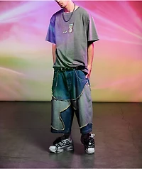 A.LAB Chain Star Blue Wash Mega Wide Denim Shorts