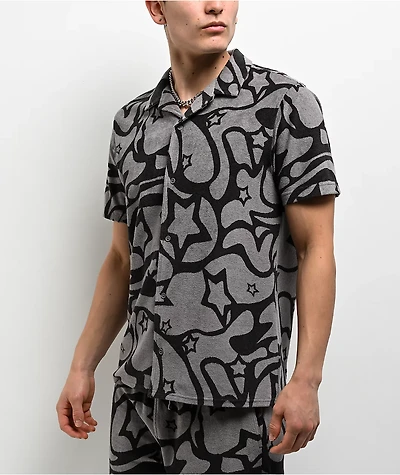 A.LAB Cruise Grey Terry Short Sleeve Button Up Shirt