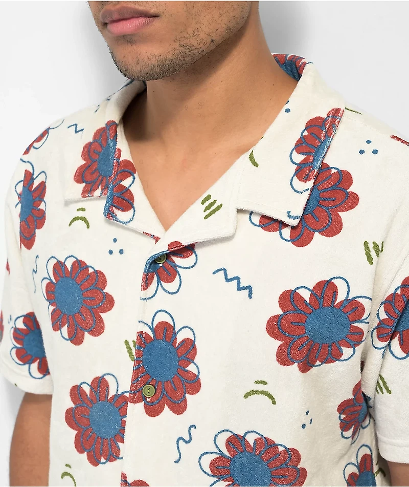 A.LAB Cruise Terry White Short Sleeve Button Up Shirt