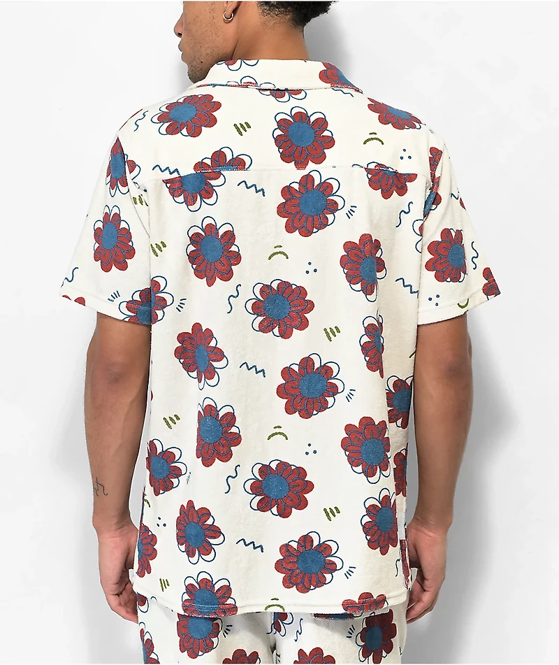 A.LAB Cruise Terry White Short Sleeve Button Up Shirt