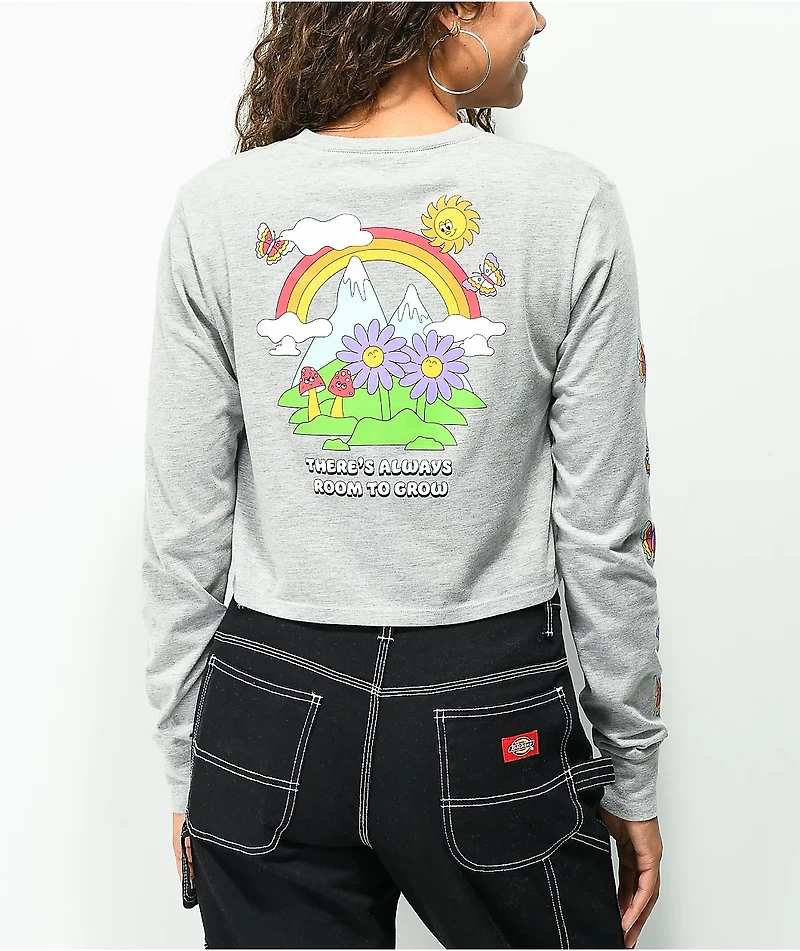 A.LAB Dita Rainbow Grey Crop Long Sleeve T-Shirt