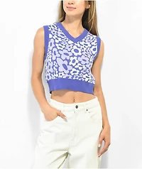 A.LAB Dorcy Flower Purple Crop Sweater Vest