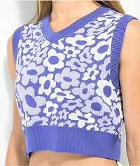 A.LAB Dorcy Flower Purple Crop Sweater Vest