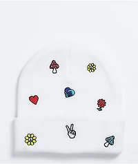 A.LAB Ellison Motif Embroidered White Beanie