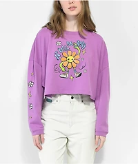 A.LAB Gayle It Will Be Ok Purple Crop Long Sleeve T-Shirt