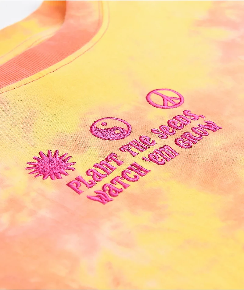 A.LAB Gayle Orange Tie Dye Crop Long Sleeve T-Shirt