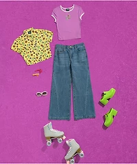A.LAB Goldie Frog Print Yellow Crop Shirt