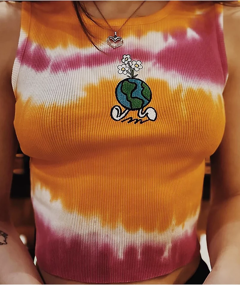 A.LAB Honey World Pink & Orange Tie Dye Crop Tank Top
