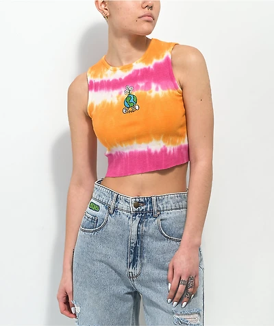 A.LAB Honey World Pink & Orange Tie Dye Crop Tank Top