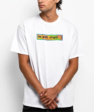 A.LAB I'm With Stupid White T-Shirt
