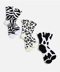 A.LAB Into The Wild White, Black, & Natural 3 Pack Crew Socks