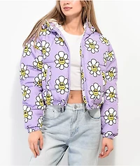 A.LAB Jalen Smile Face Flower Purple Puffer Jacket